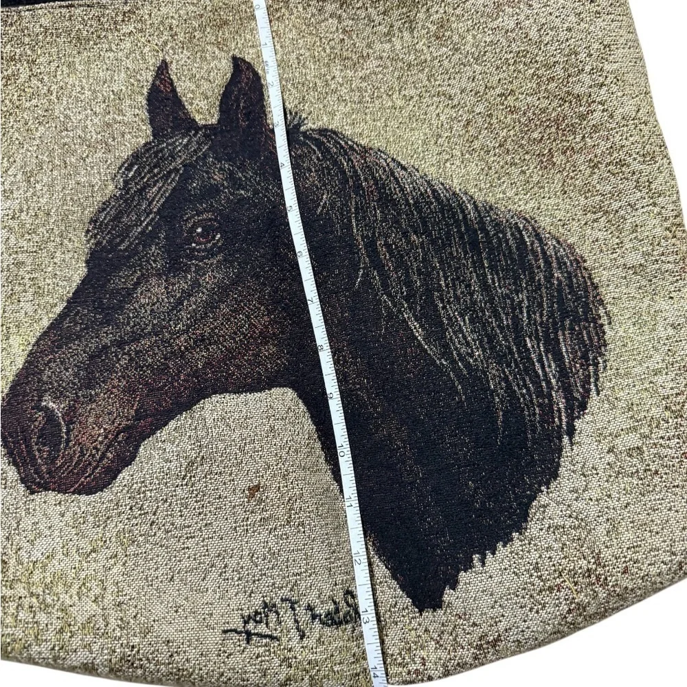 Equestrian Print Tote Bag - Tan and Black - Picture 2 of 4